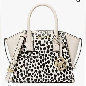 MK Avril Extra-Small Cheetah Print Calf Hair and Leather Satchel